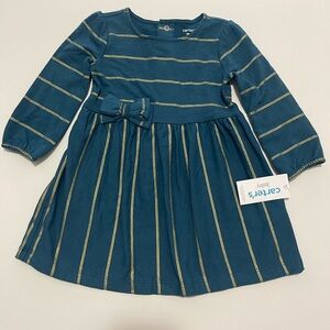 NWT Carter's Baby Girl Dress - Size 18m - Blue & Gold Stripes